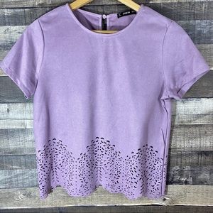 SHEIN Scallop Laser Cut Out Top in Lilac - Size Medium